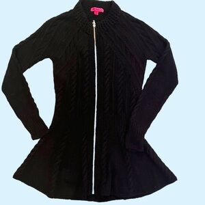 Y2K - Betsey Johnson zip up/peplum cable knit sweater Size M